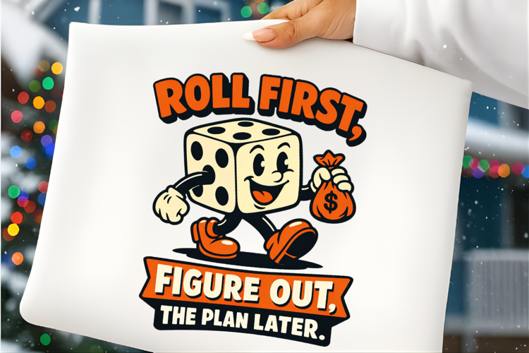 Lucky Dice Roll First Figure Out Later Cartoon Design