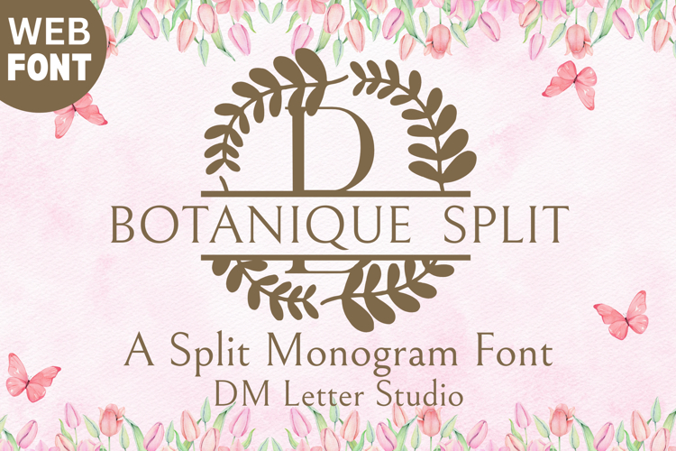 Botanique Split Monogram - Elegant Botanical Split Letter