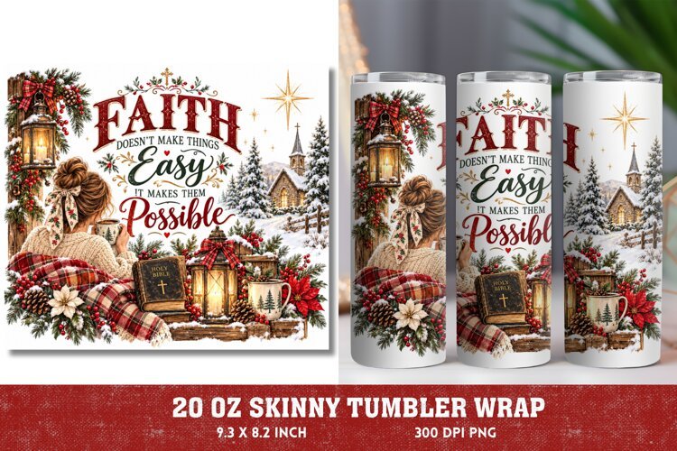 Christmas Joy 20oz Tumbler Wrap, Christian Christmas Dove Tu example image 1