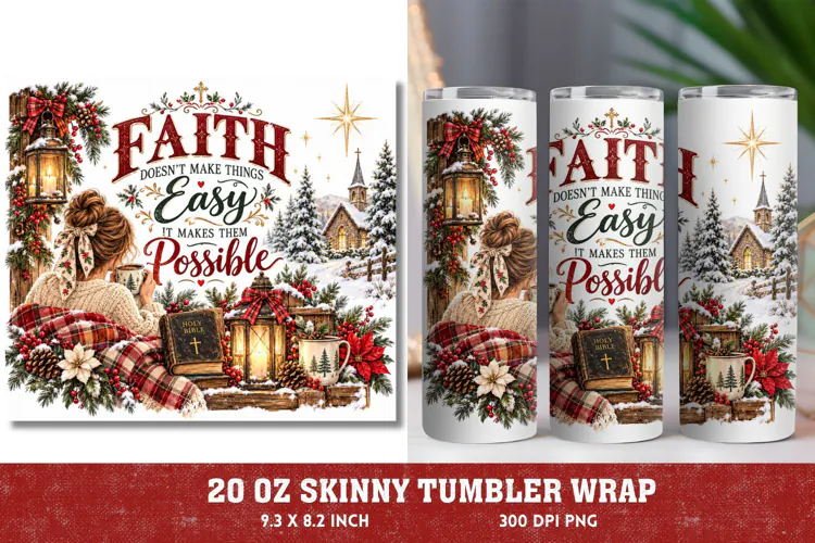Christmas Joy 20oz Tumbler Wrap, Christian Christmas Dove Tu