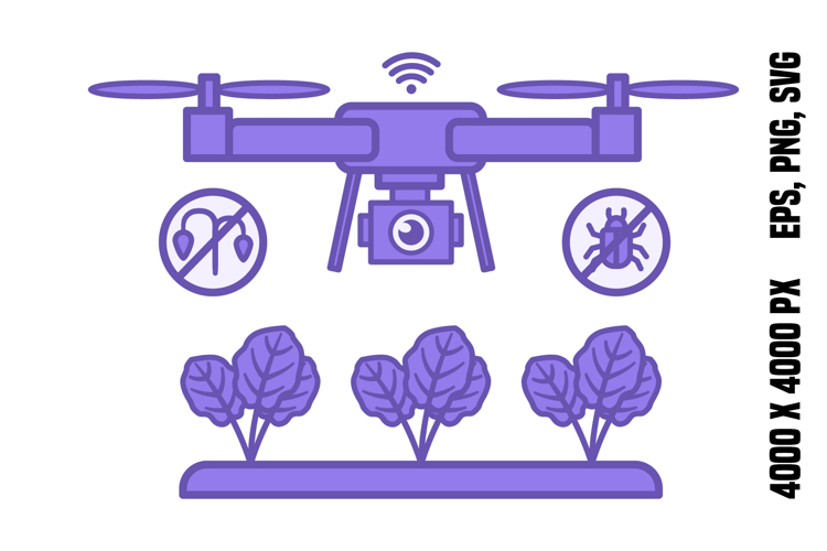 Purple Multispectral Agricultural Drone Icon