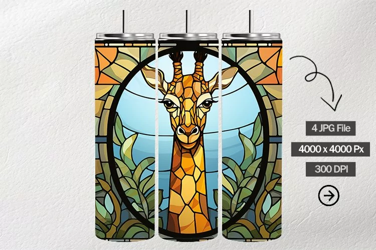 Giraffe Stained Glass Square Coaster - 04 Variations