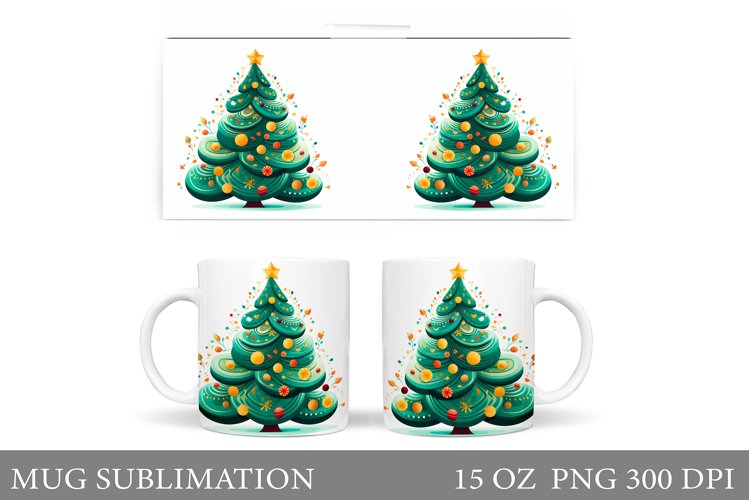 Christmas Tree Mug Design. Christmas Tree Mug Sublimation example image 1