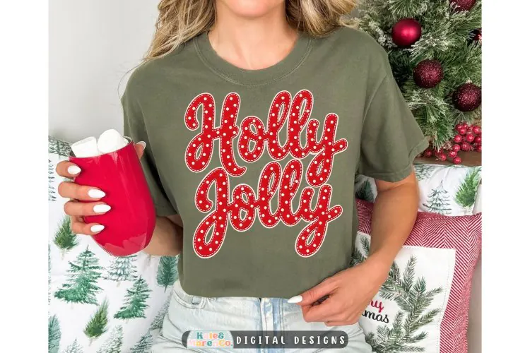 Holly Jolly PNG | Preppy Christmas Patchwork Sublimation