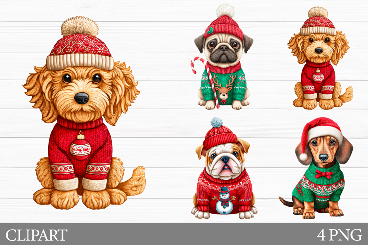 Christmas Dog Clipart. Cute Winter Dog Sublimation