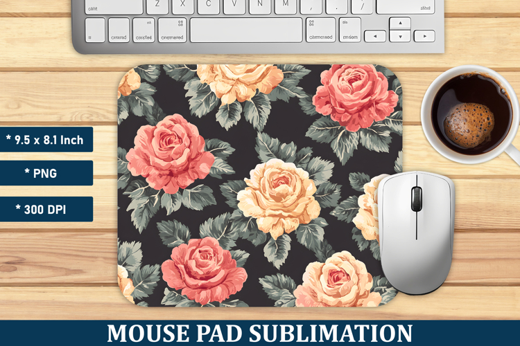 Vintage Rose Flower Mouse Pad | Mouse Pad Sublimation