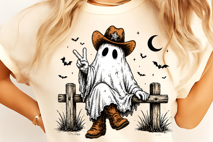 Halloween Cowboy Ghost PNG, Western Halloween Cowgirl PNG