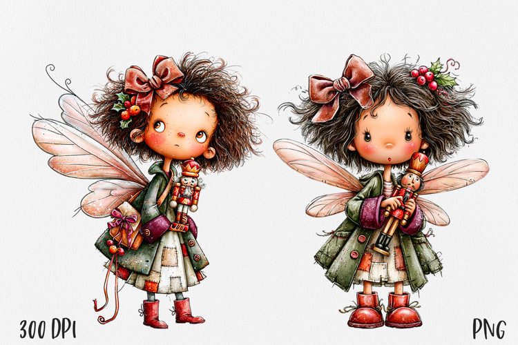 Christmas Fairy PNG, Cute Winter Fairy Girl Clipart