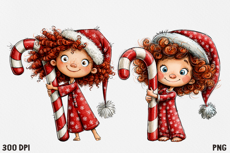 Cute Christmas Girl Clipart PNG, Funny Holiday Girl.