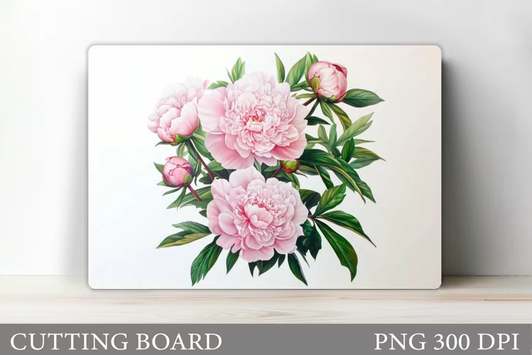 Peony Cutting Board Sublimation. Floral Cutting Board Design