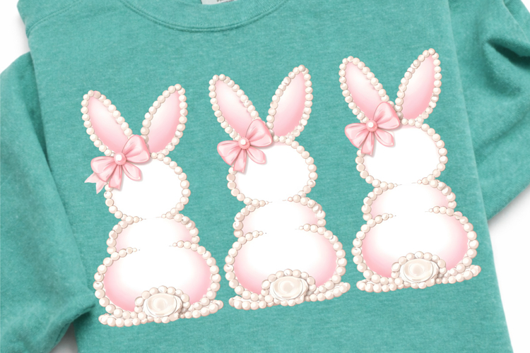 Pearl Bunny PNG, Easter Bunny Outline PNG, Happy Easter PNG