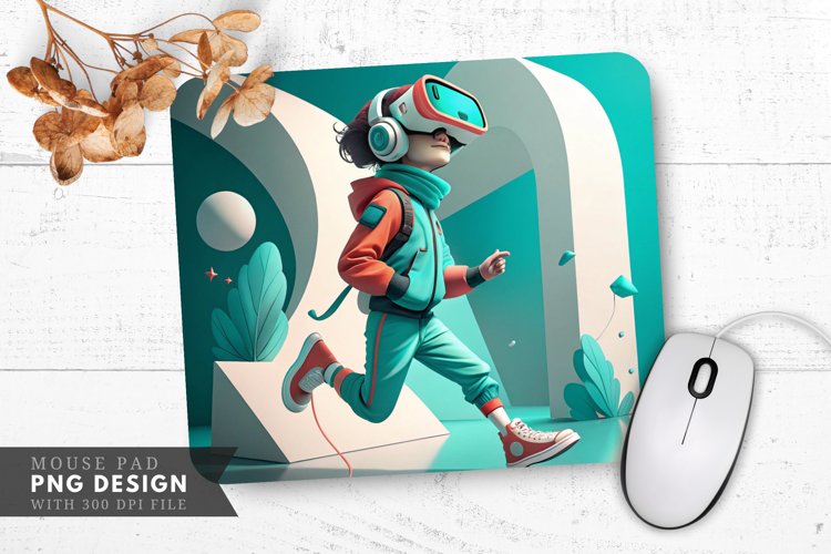 Futuristic VR Fun Mouse Pad PNG Design example image 1