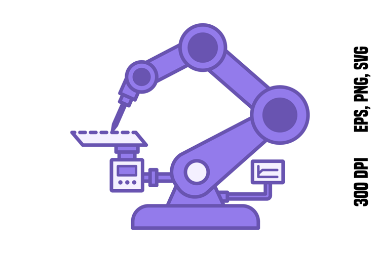 Purple Industrial Robotic Arm Icon