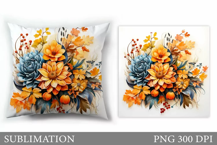 3D Flowers Pillow Design. Flowers Sublimation