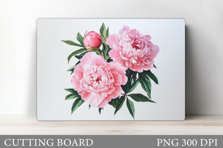 Peony Cutting Board Sublimation. Floral Cutting Board Design example image 1
