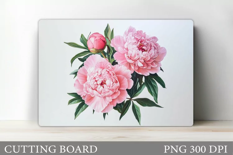 Peony Cutting Board Sublimation. Floral Cutting Board Design