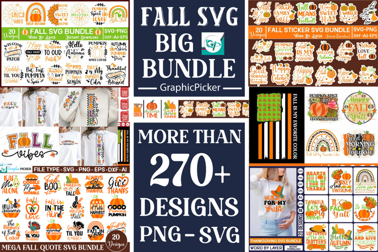 Fall Mega Bundle | Autumn Big Bundle | Fall SVG PNG Bundle
