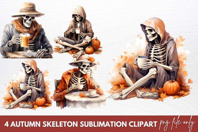 Autumn Skeleton Sublimation Clipart
