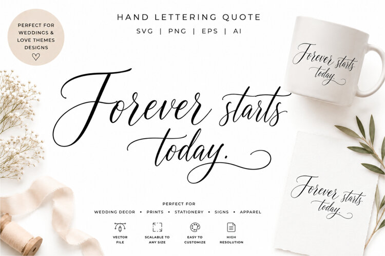 Romantic Wedding Hand Lettering example image 1