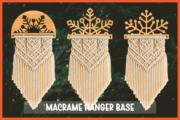 3 Snowflake Macrame Holder Laser cut, Home decor Laser Cut example image 1