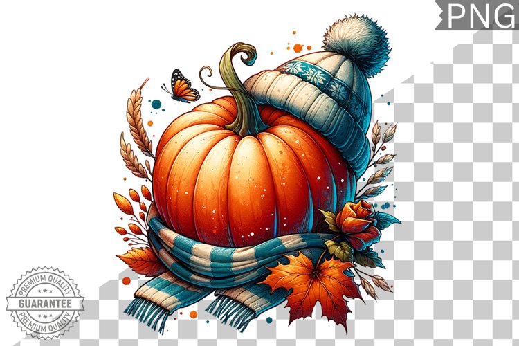 Pumpkin Flowers Sublimation - Clipart PNG Design