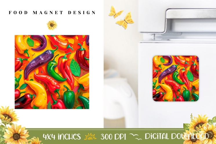 Spicy Pepper Magnet Print, Chili Pepper Magnet Template