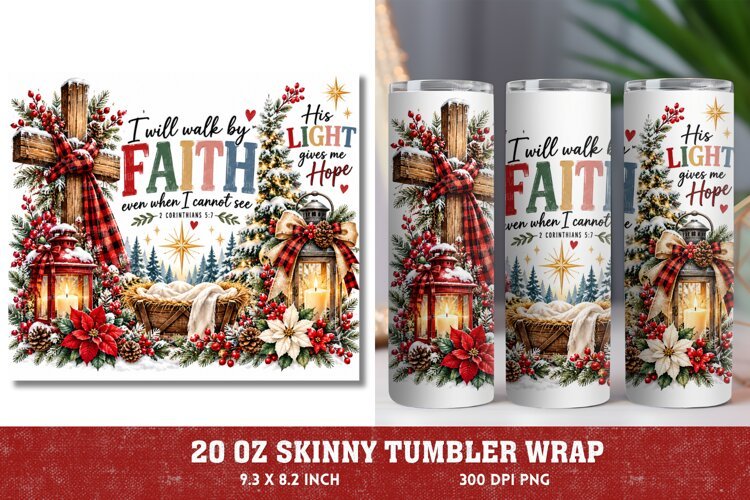 Faith Makes It Possible Tumbler Wrap, Christian Christmas 20 example image 1