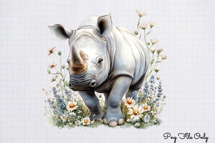 Watercolor Spring Floral Animal Clipart PNG