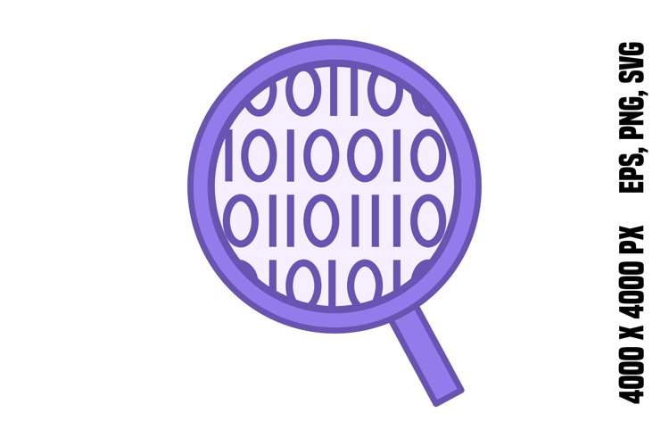 Purple Magnifying Glass with Code Icon