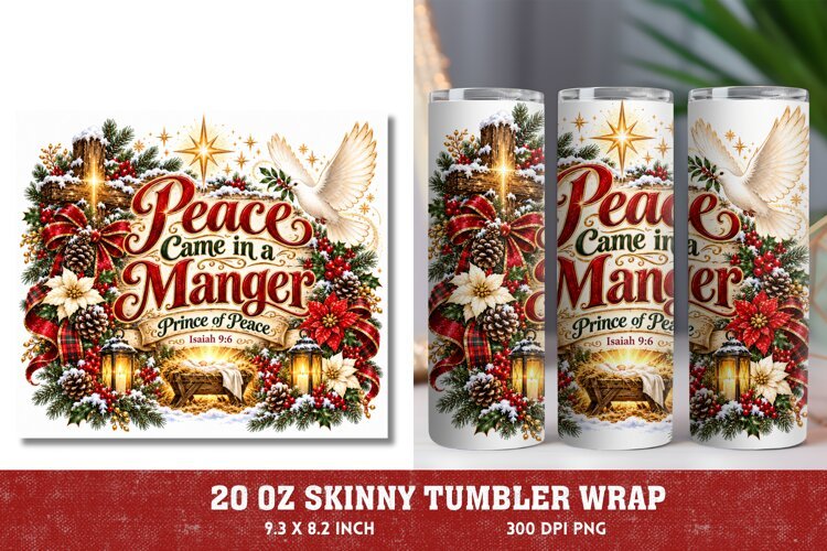 Peace Came in a Manger Tumbler Wrap, Prince of Peace 20oz Tu example image 1