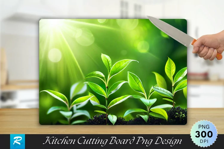 Tea Plant Cutting Board Sublimation Design