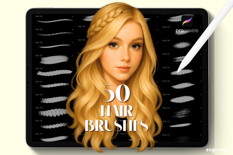 50 Procreate Hair Brushes | Procreate Brush | Fashion