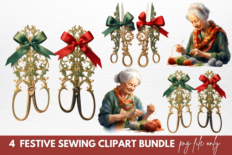 Festive Christmas Sewing Clipart Sublimation