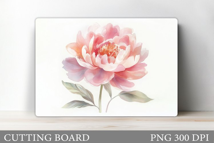 Peony Cutting Board Sublimation. Floral Cutting Board Design example image 1