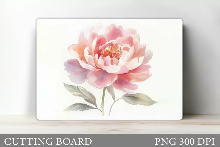 Peony Cutting Board Sublimation. Floral Cutting Board Design