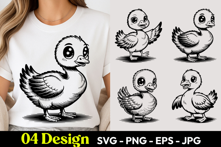 Happy Cartoon Duck SVG PNG