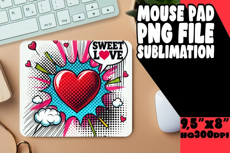 Cheerful Desk Mat Sublimation, 3D Heart