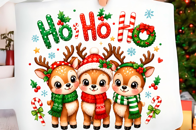 Ho Ho Ho Cute Reindeer Christmas PNG