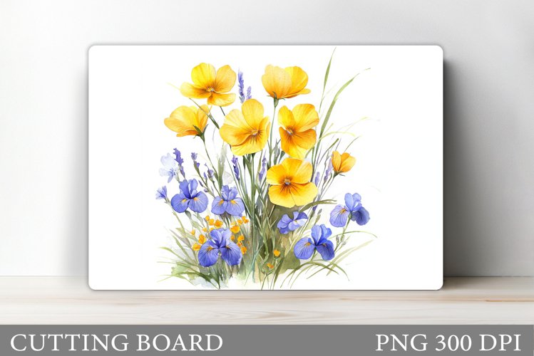Flowers Cutting Board Sublimation. Wildflowers Cutting Board example image 1