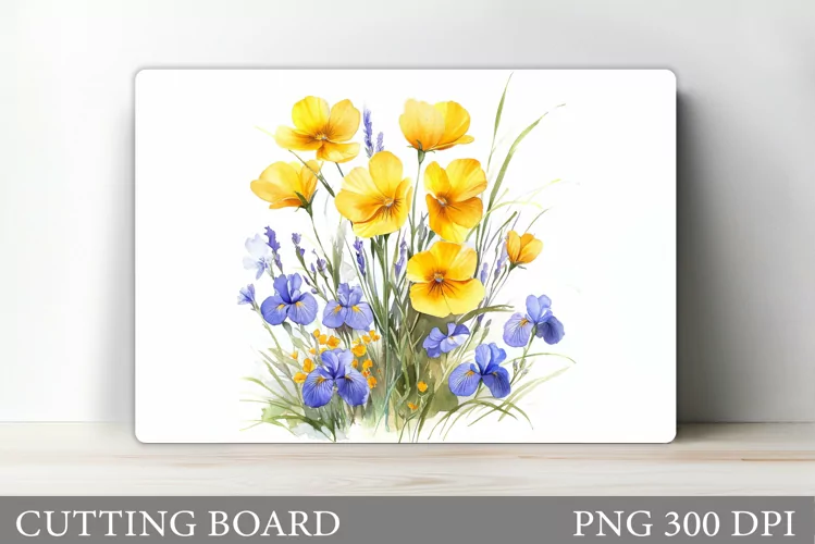 Flowers Cutting Board Sublimation. Wildflowers Cutting Board