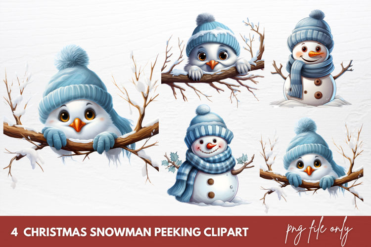 Christmas Snowman Peeking Clipart