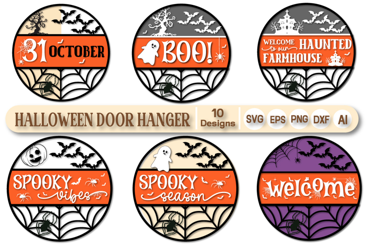 Halloween Sign SVG Bundle | Halloween Door Hanger SVG Bundle