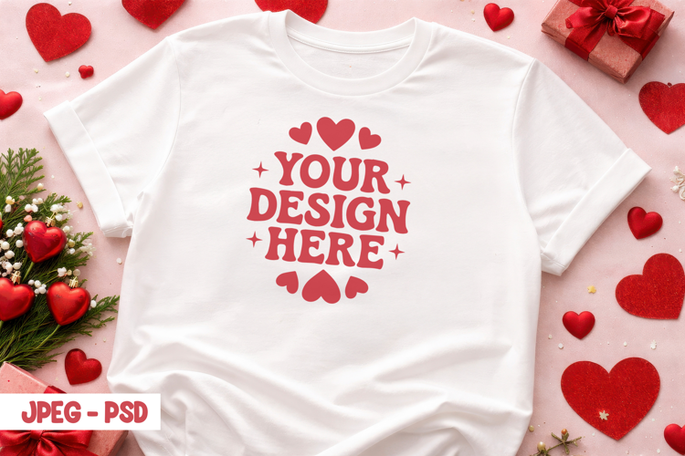 Valentine Styled T Shirt PSD JPEG Mockup