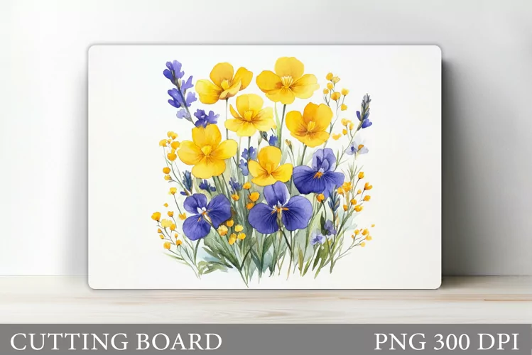 Wildflowers Cutting Board. Flowers Cutting Board Sublimation
