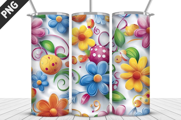Easter Flower Tumbler Wrap| Bunny Tumbler Wrap Design example image 1