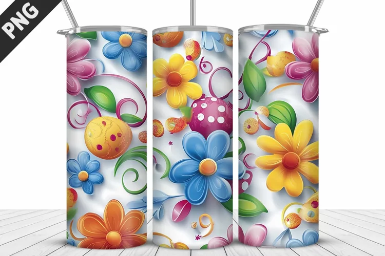Easter Flower Tumbler Wrap| Bunny Tumbler Wrap Design