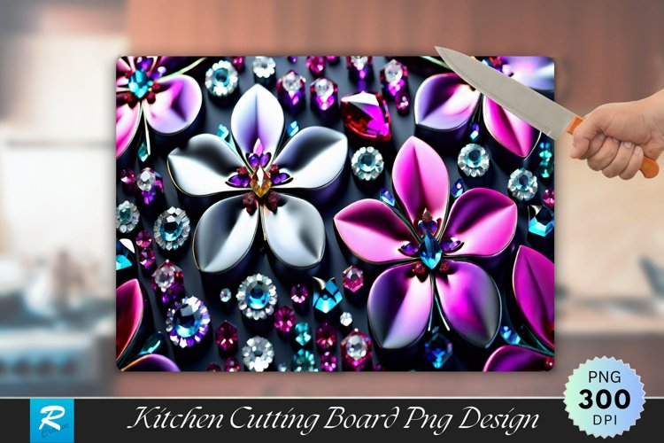 3D Flowers Cutting Board Sublimation Design example image 1