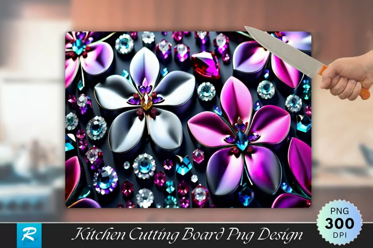 3D Flowers Cutting Board Sublimation Design
