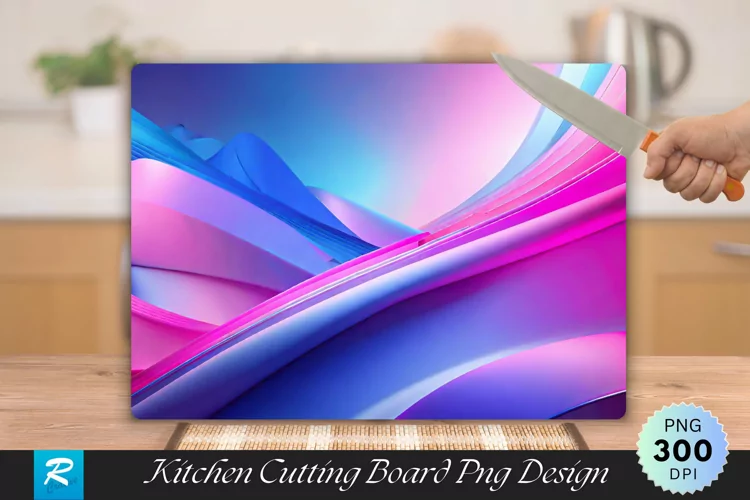 Pink And Blue Cutting Board Sublimation Design
