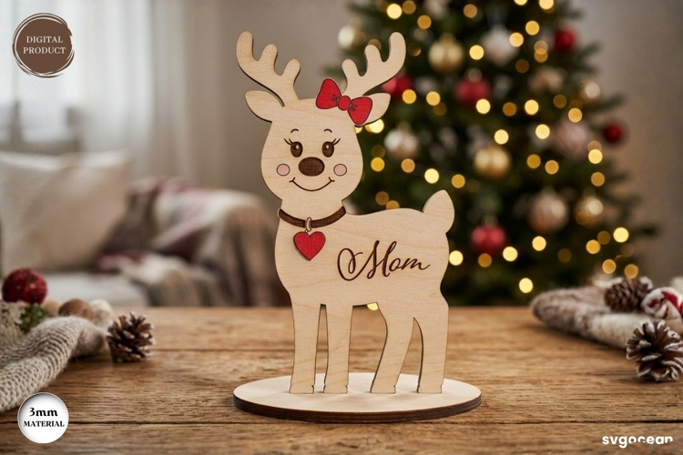 Christmas Reindeer Mom Stand laser Cut| Glowforge | SVG